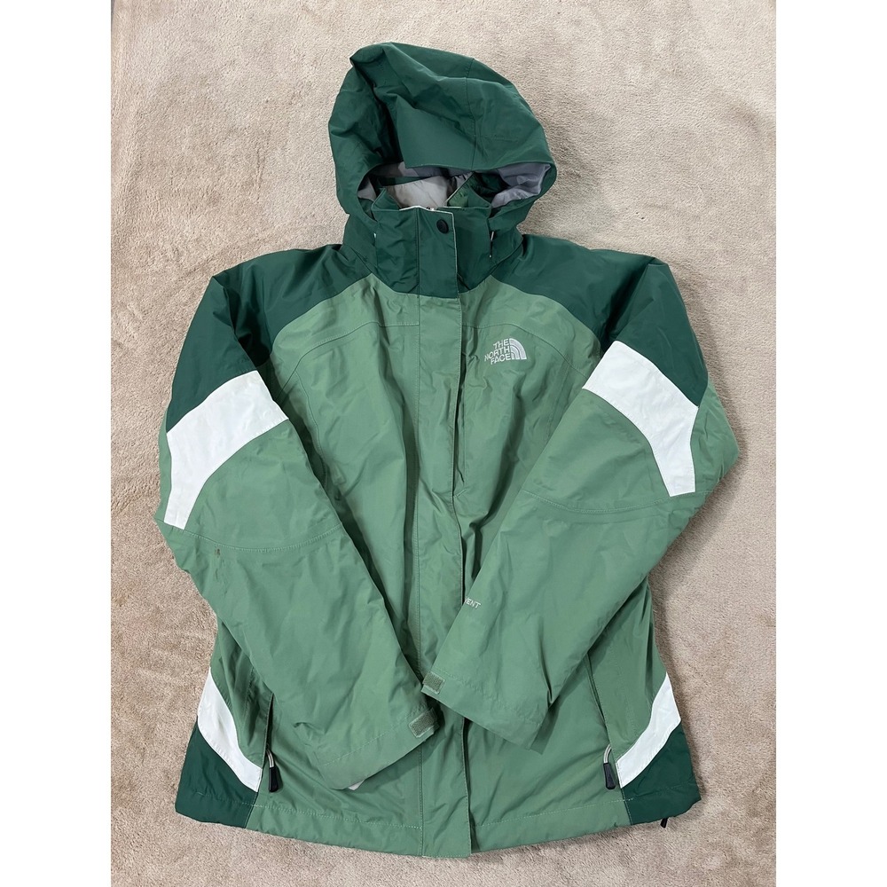 The North Face HyVent Hooded Womens Jacket M Green Full zip Windbreaker good